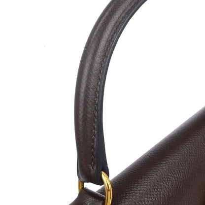 Hermes Chocolat Courchevel Kelly 32 Sellier 2way Shoulder Handbag