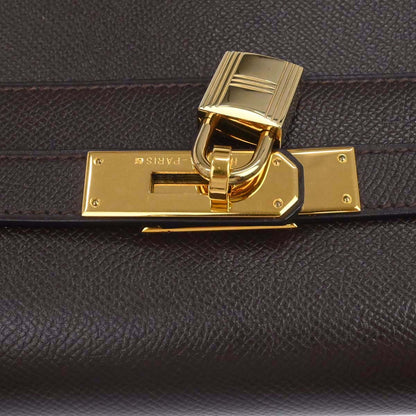Hermes Chocolat Courchevel Kelly 32 Sellier 2way Shoulder Handbag