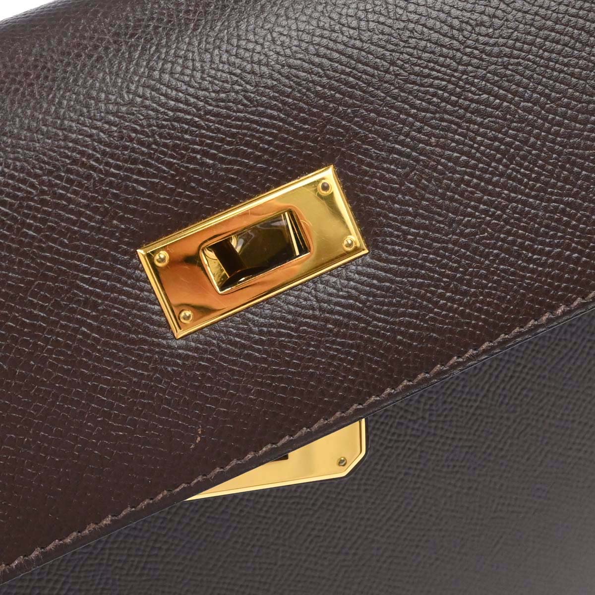 Hermes Chocolat Courchevel Kelly 32 Sellier 2way Shoulder Handbag