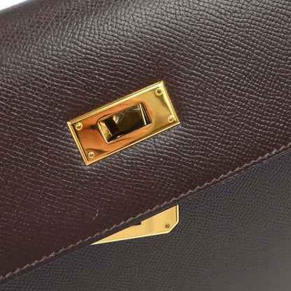 Hermes Chocolat Courchevel Kelly 32 Sellier 2way Shoulder Handbag