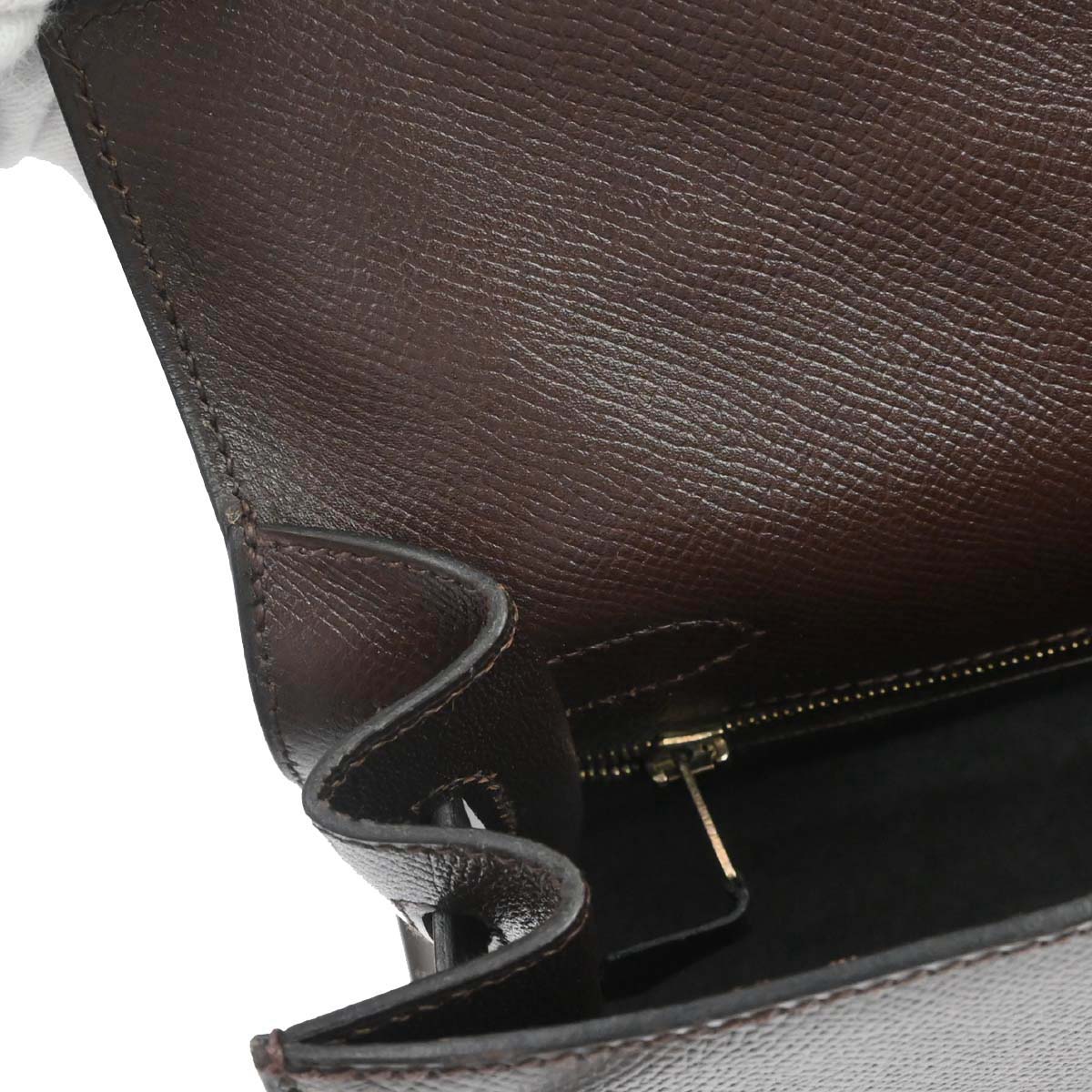Hermes Chocolat Courchevel Kelly 32 Sellier 2way Shoulder Handbag