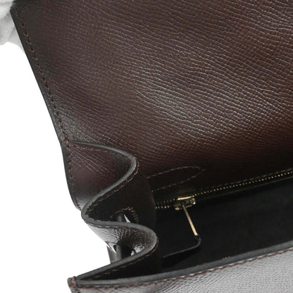 Hermes Chocolat Courchevel Kelly 32 Sellier 2way Shoulder Handbag