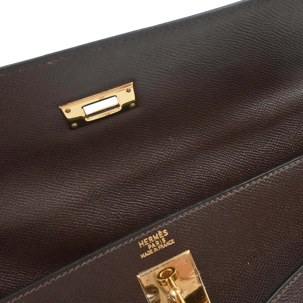 Hermes Chocolat Courchevel Kelly 32 Sellier 2way Shoulder Handbag