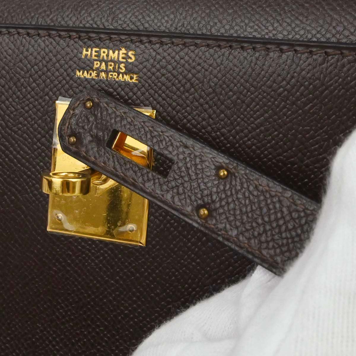 Hermes Chocolat Courchevel Kelly 32 Sellier 2way Shoulder Handbag