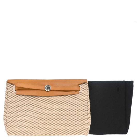 Hermes Black Natural Toile Officier GM Herbag Mini 2 in 1 Clutch Bag
