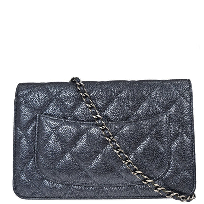 Chanel 2014-2015 Metallic Blue Calfskin Classic WOC Wallet on Chain Bag