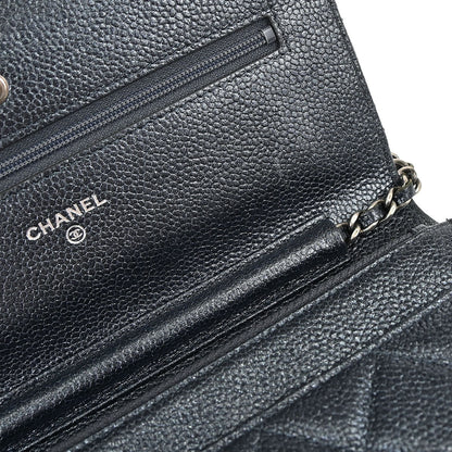 Chanel 2014-2015 Metallic Blue Calfskin Classic WOC Wallet on Chain Bag