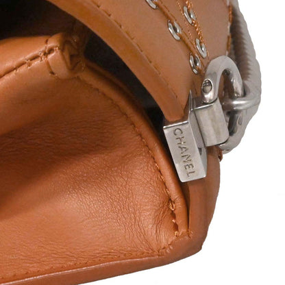 Chanel 2018 Brown Calfskin Coco Eyelets Round Flap Shoulder Bag
