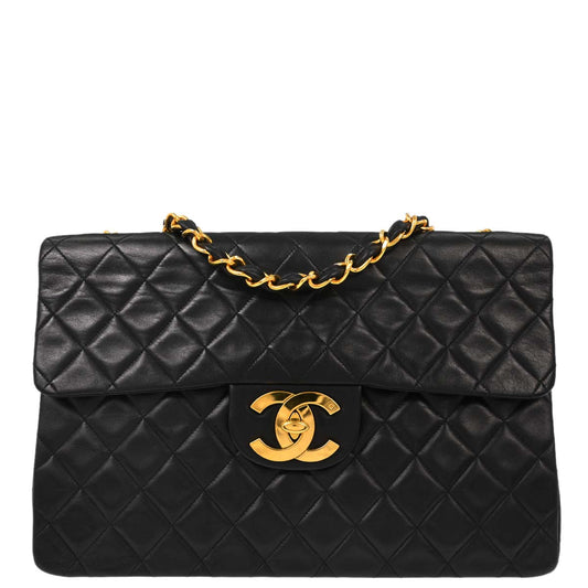 Chanel Black Lambskin Maxi Classic Flap Shoulder Bag