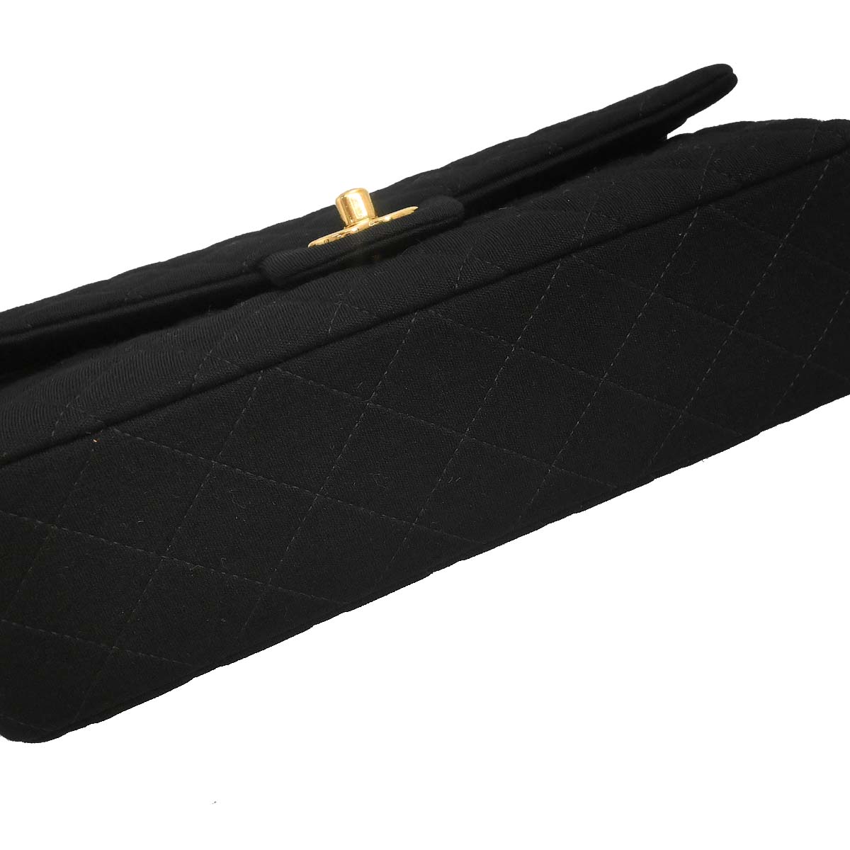 Chanel Black Cotton Medium Classic Double Flap Shoulder Bag