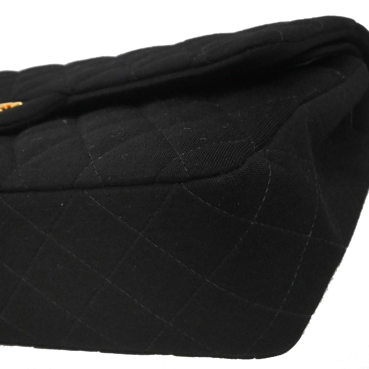 Chanel Black Cotton Medium Classic Double Flap Shoulder Bag