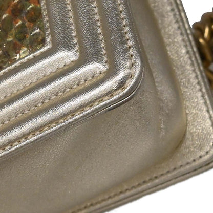 Boy Chanel * Gold Python Medium Shoulder Bag