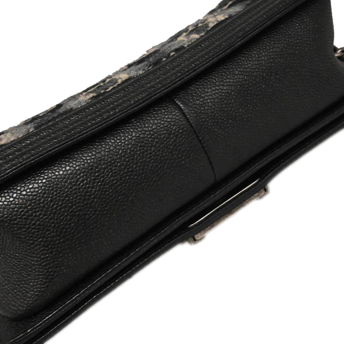 Boy Chanel 2013-2014 Black Caviar Tweed Medium Shoulder Bag