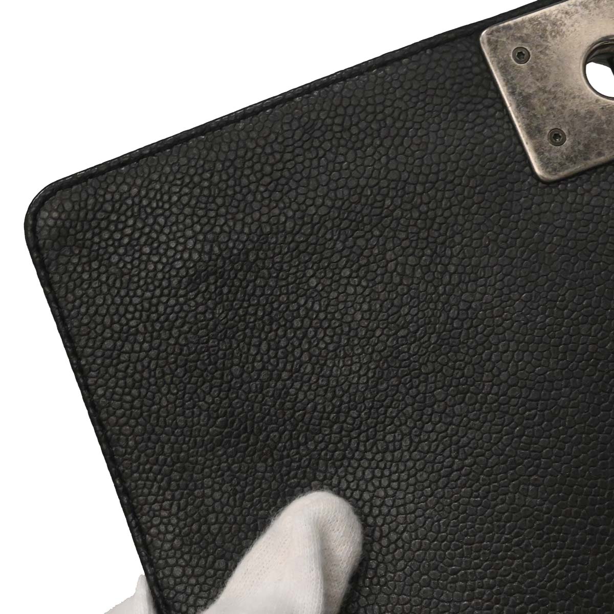 Boy Chanel 2013-2014 Black Caviar Tweed Medium Shoulder Bag