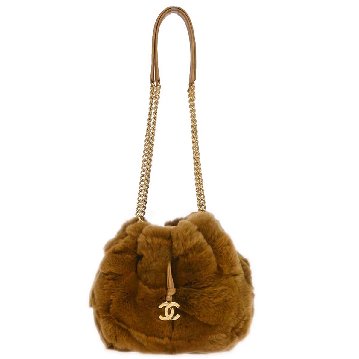 Chanel 2005-2006 Brown Lapin Fur Drawstring Shoulder Bag