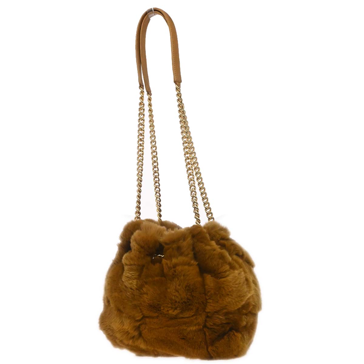 Chanel 2005-2006 Brown Lapin Fur Drawstring Shoulder Bag