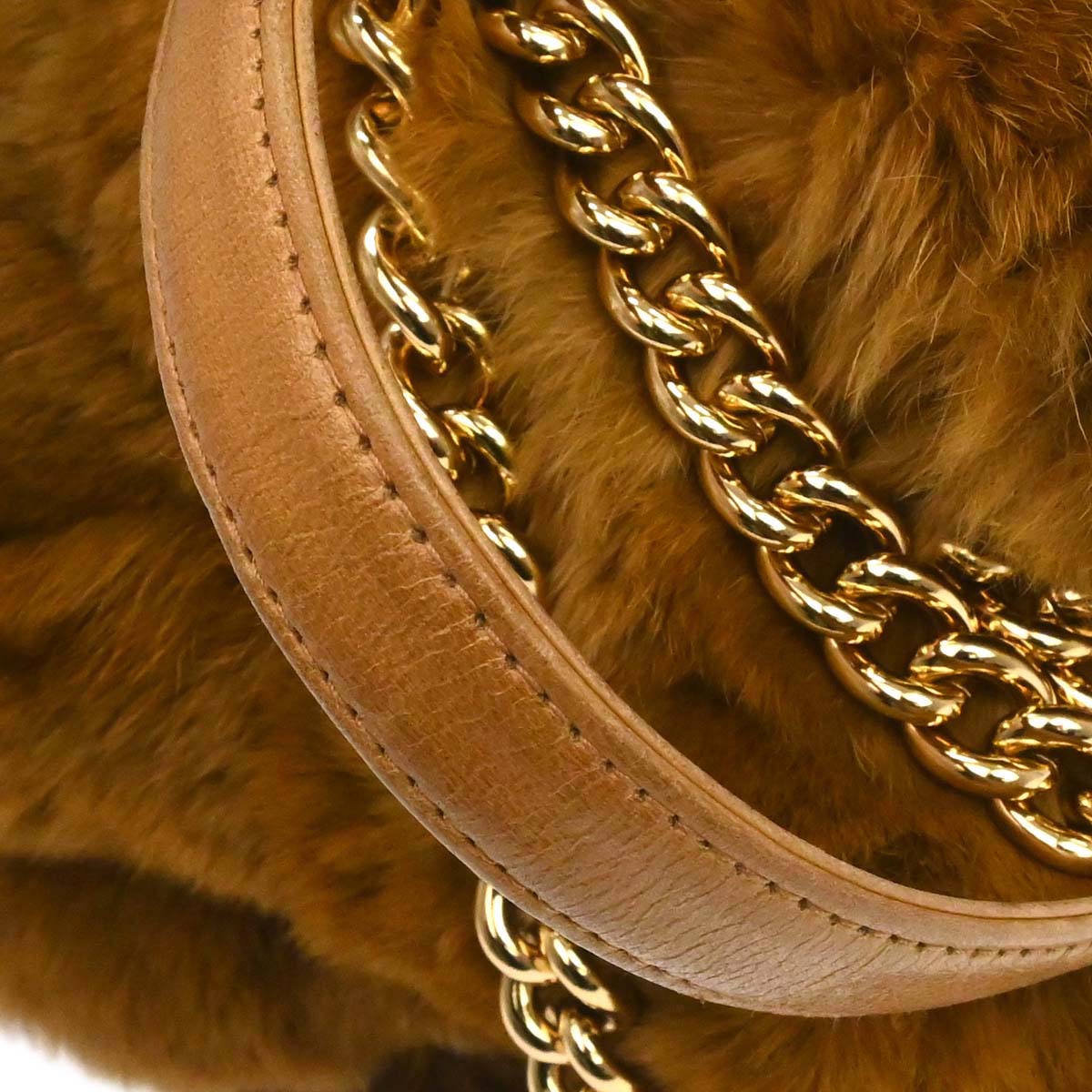 Chanel 2005-2006 Brown Lapin Fur Drawstring Shoulder Bag