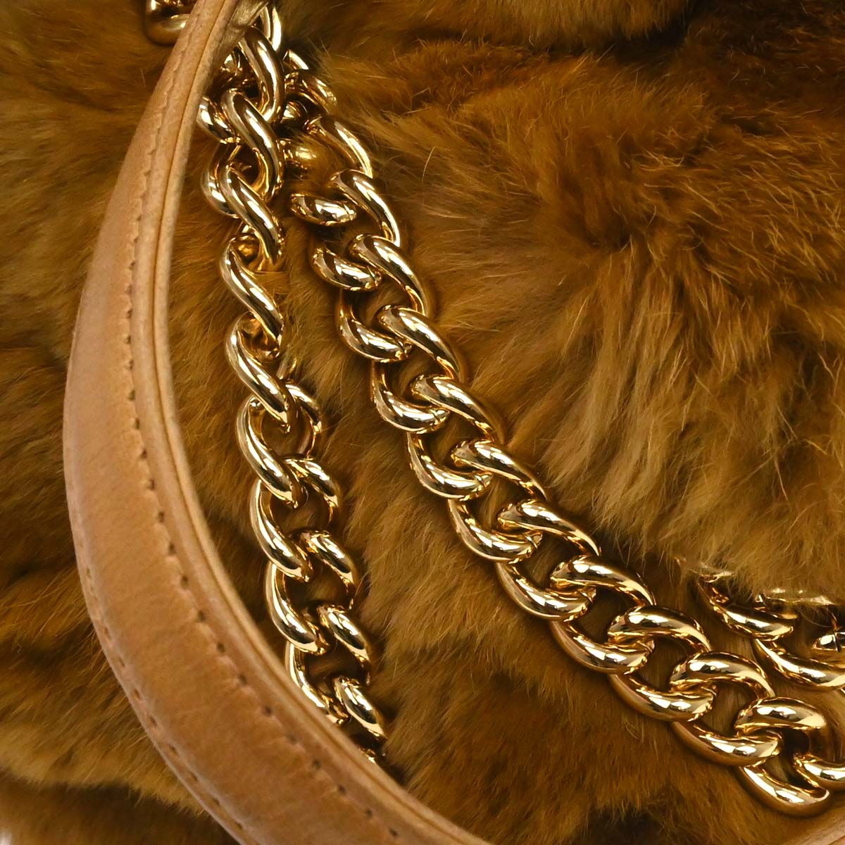 Chanel 2005-2006 Brown Lapin Fur Drawstring Shoulder Bag