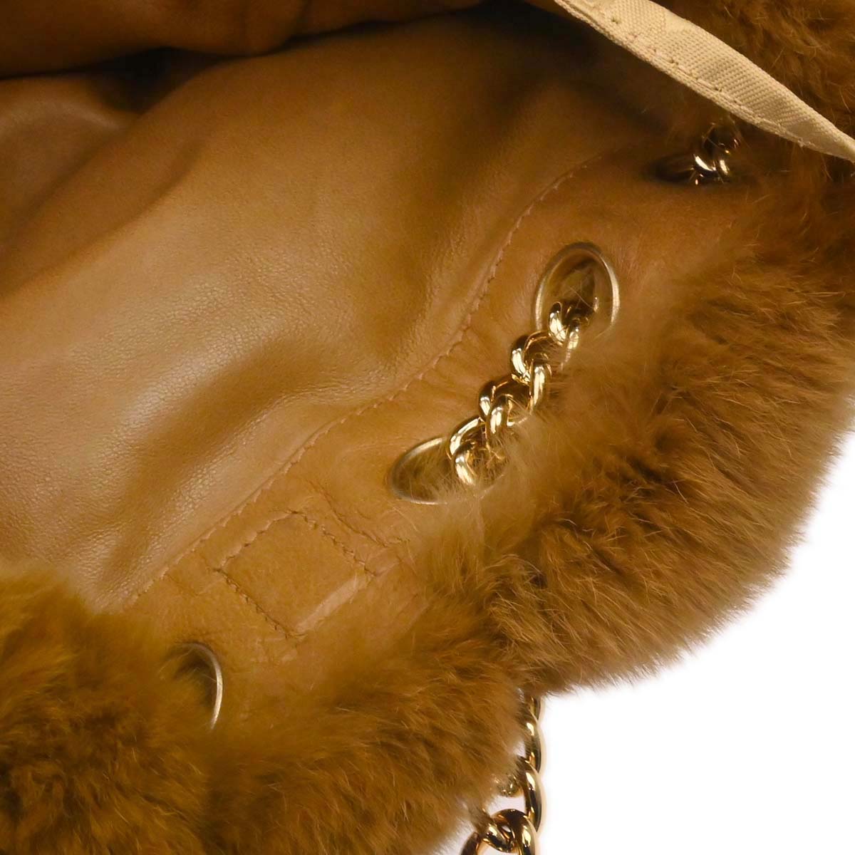 Chanel 2005-2006 Brown Lapin Fur Drawstring Shoulder Bag