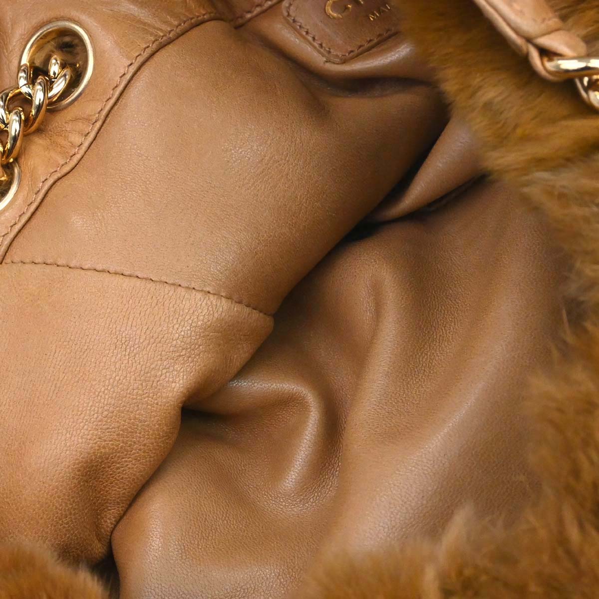 Chanel 2005-2006 Brown Lapin Fur Drawstring Shoulder Bag