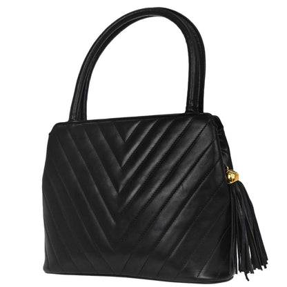 Chanel Black Lambskin Chevron Handbag