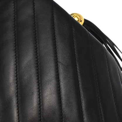 Chanel Black Lambskin Chevron Handbag