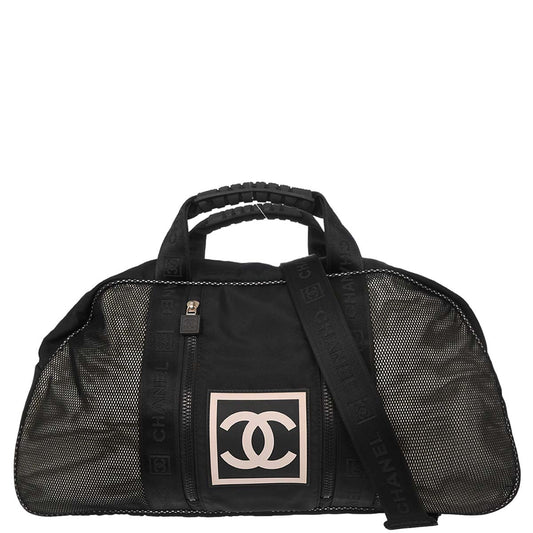 Chanel 2005-2006 Black Nylon Sport Line Duffle 2way Shoulder Handbag
