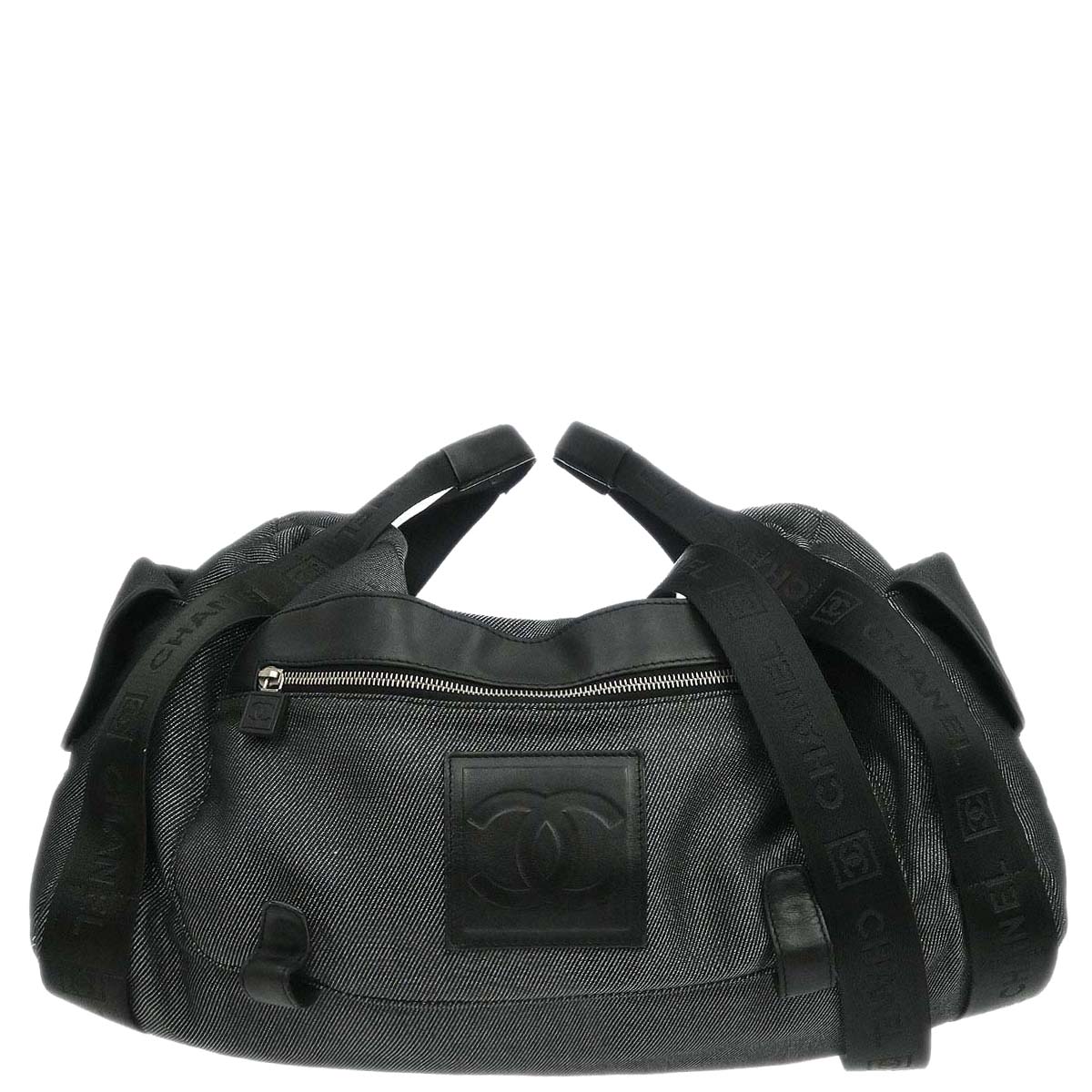 Chanel 2005-2006 Black Canvas Sport Line Duffle 2way Shoulder Handbag