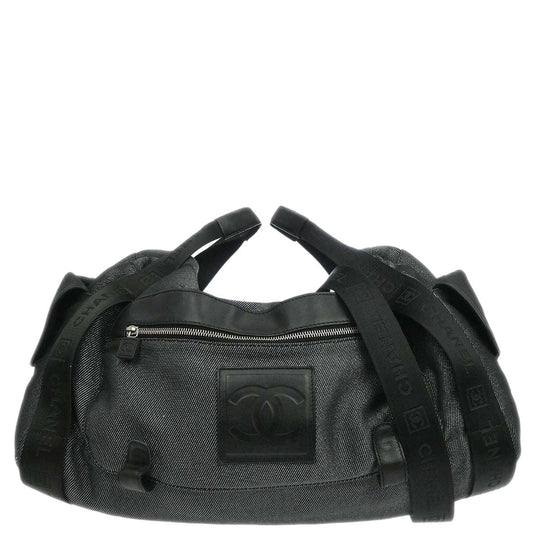 Chanel 2005-2006 Black Canvas Sport Line Duffle 2way Shoulder Handbag