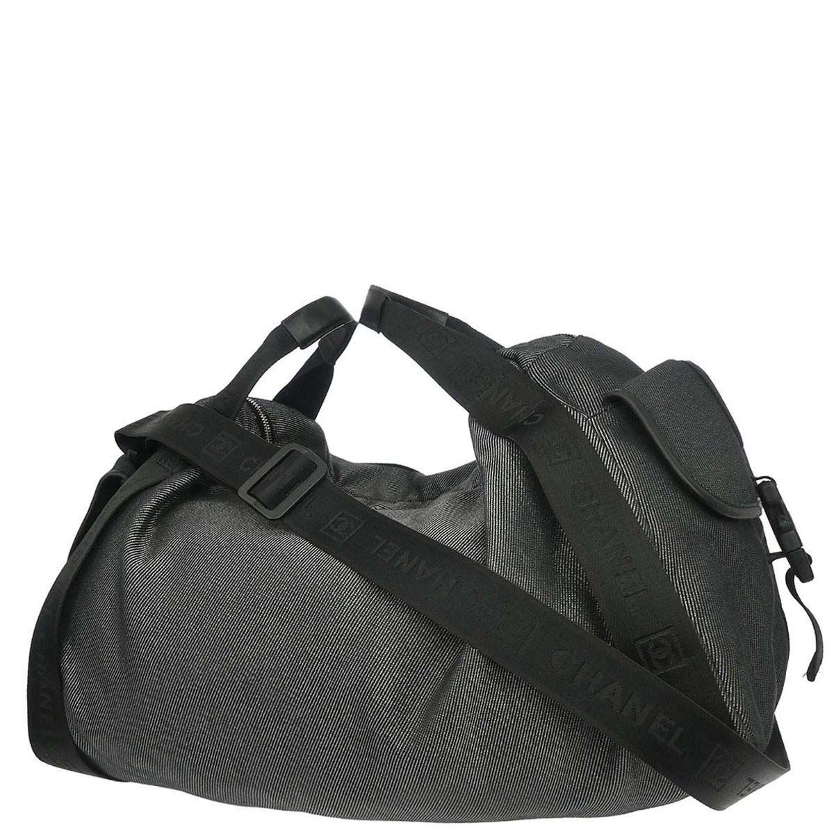 Chanel 2005-2006 Black Canvas Sport Line Duffle 2way Shoulder Handbag