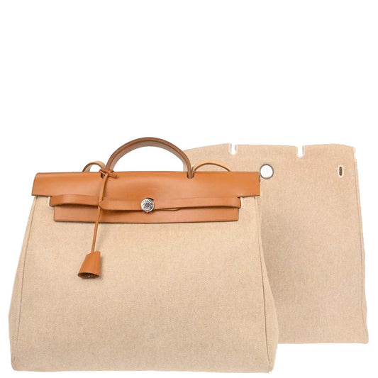 Hermes Natural Toile H Herbag MM 2 in 1 2way Shoulder Handbag