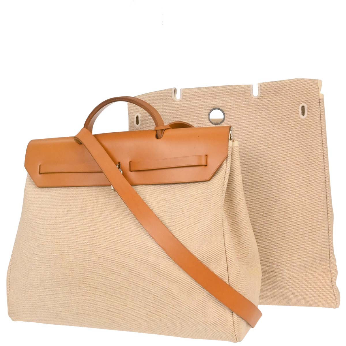 Hermes Natural Toile H Herbag MM 2 in 1 2way Shoulder Handbag