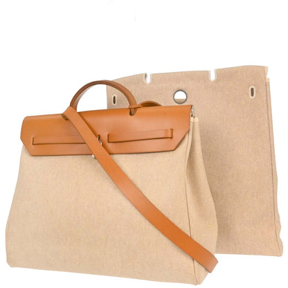 Hermes Natural Toile H Herbag MM 2 in 1 2way Shoulder Handbag