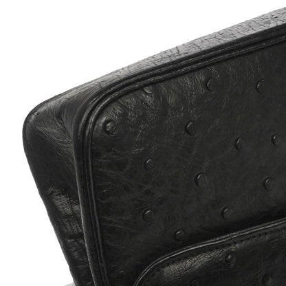 Chanel * 1989-1991 Black Ostrich Double Flap Shoulder Bag