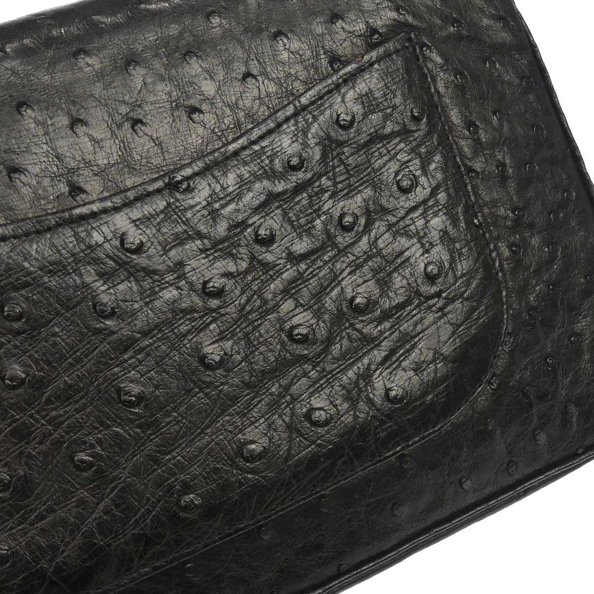 Chanel * 1989-1991 Black Ostrich Double Flap Shoulder Bag