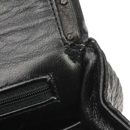 Chanel * 1989-1991 Black Ostrich Double Flap Shoulder Bag
