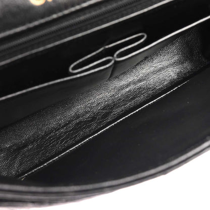 Chanel * 1989-1991 Black Ostrich Double Flap Shoulder Bag