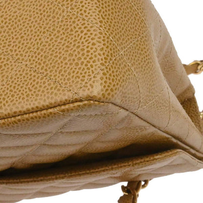 Chanel 2000-2002 Beige Caviar Skin Jumbo Classic Flap Shoulder Bag