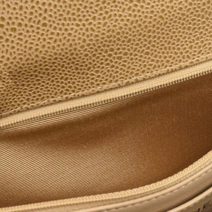 Chanel 2000-2002 Beige Caviar Skin Jumbo Classic Flap Shoulder Bag