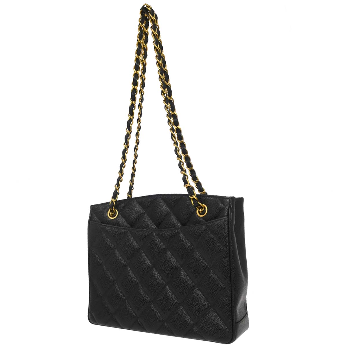 Chanel 1994-1996 Black Caviar Skin Shoulder Tote Bag