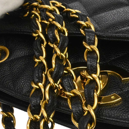 Chanel 1994-1996 Black Caviar Skin Shoulder Tote Bag