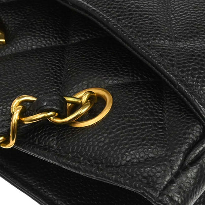 Chanel 1994-1996 Black Caviar Skin Shoulder Tote Bag