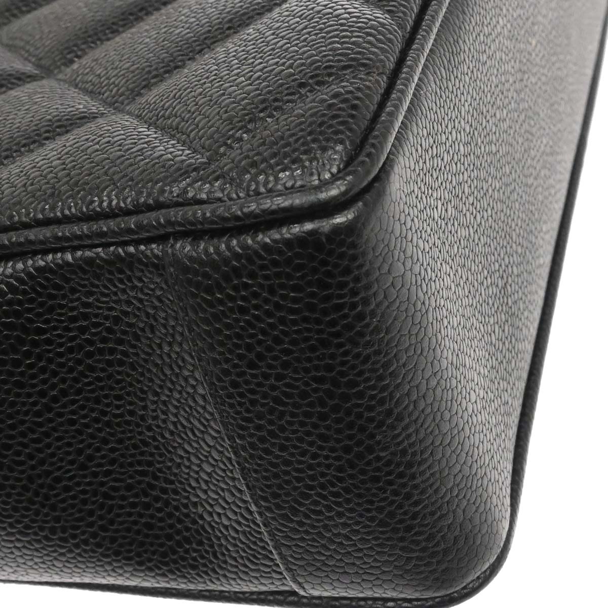 Chanel 1994-1996 Black Caviar Skin Shoulder Tote Bag