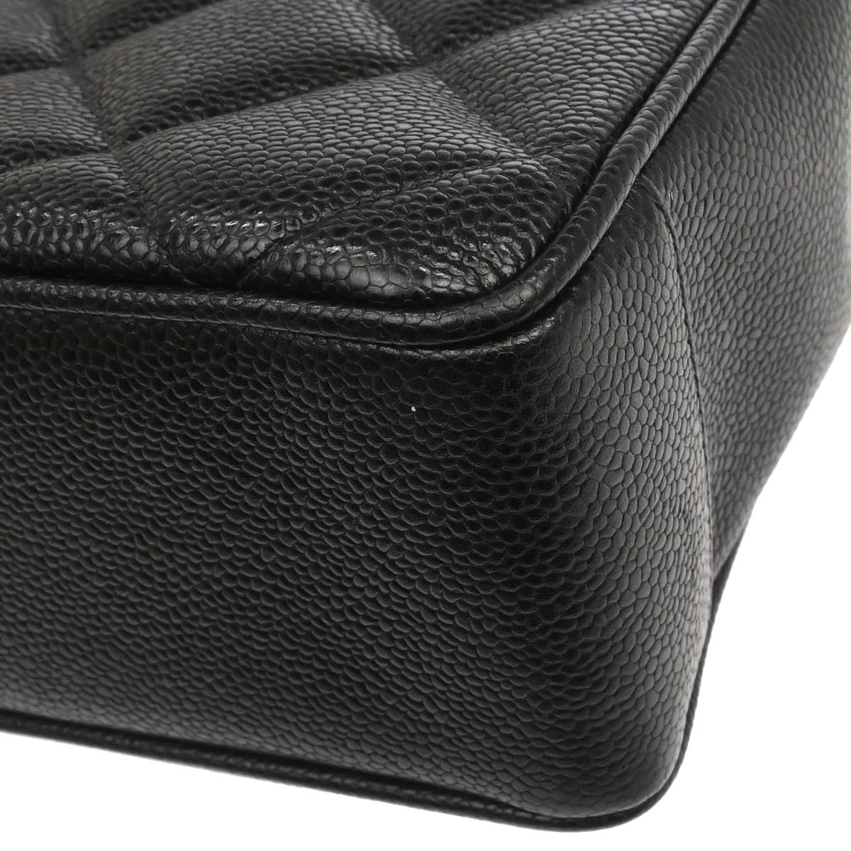 Chanel 1994-1996 Black Caviar Skin Shoulder Tote Bag