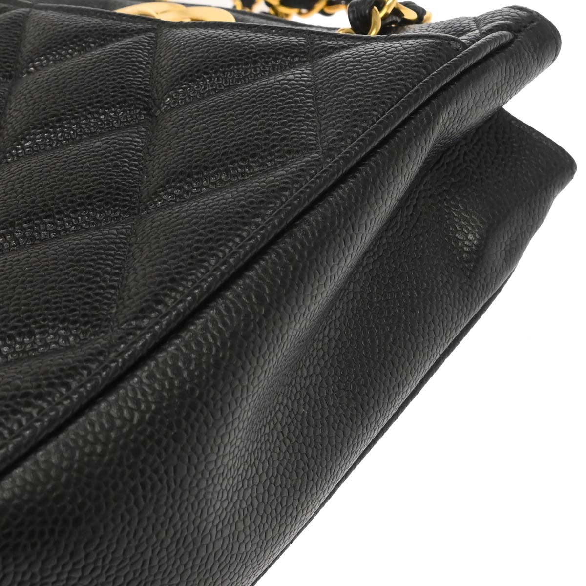 Chanel 1994-1996 Black Caviar Skin Shoulder Tote Bag