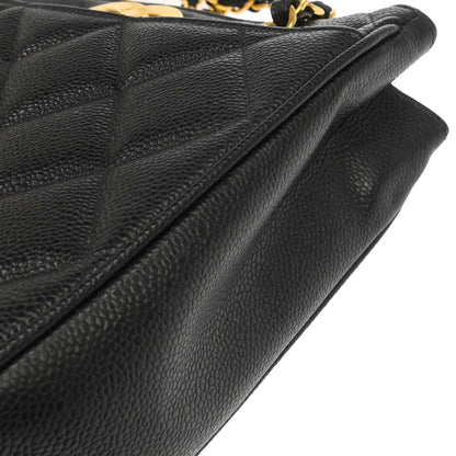 Chanel 1994-1996 Black Caviar Skin Shoulder Tote Bag