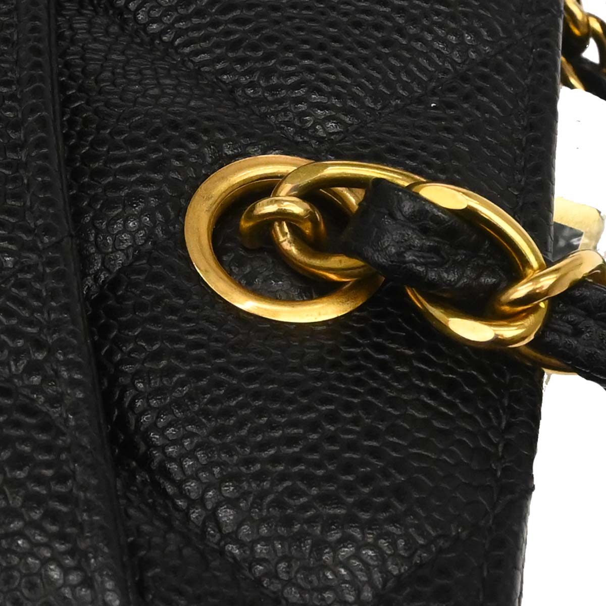 Chanel 1994-1996 Black Caviar Skin Shoulder Tote Bag