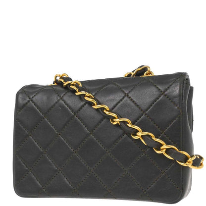 Chanel 1989-1991 Khaki Lambskin Straight Flap Shoulder Bag