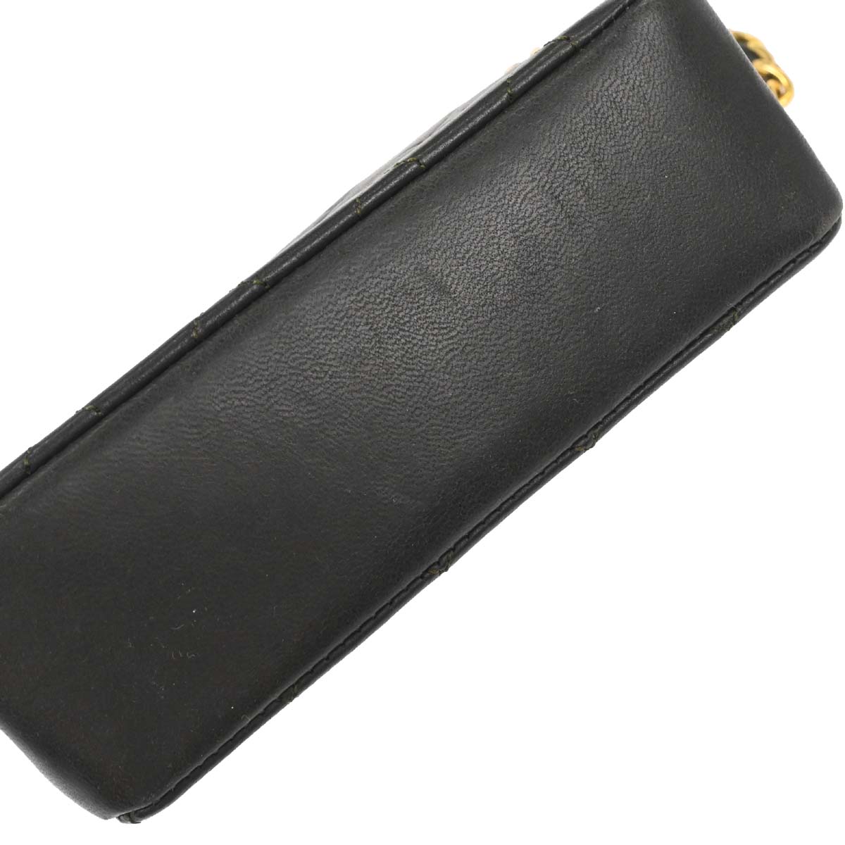 Chanel 1989-1991 Khaki Lambskin Straight Flap Shoulder Bag