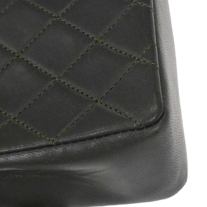 Chanel 1989-1991 Khaki Lambskin Straight Flap Shoulder Bag